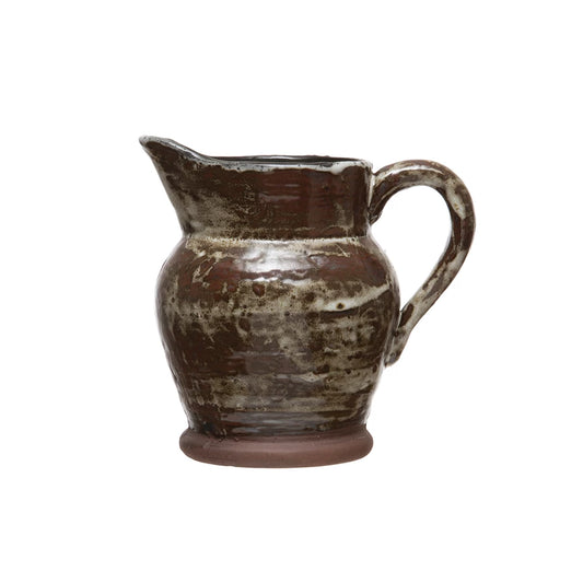 Stoneware pitcher, Distressed brown