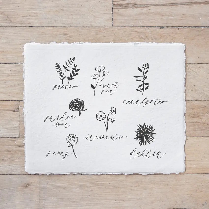 Flower types Calligraphy Print