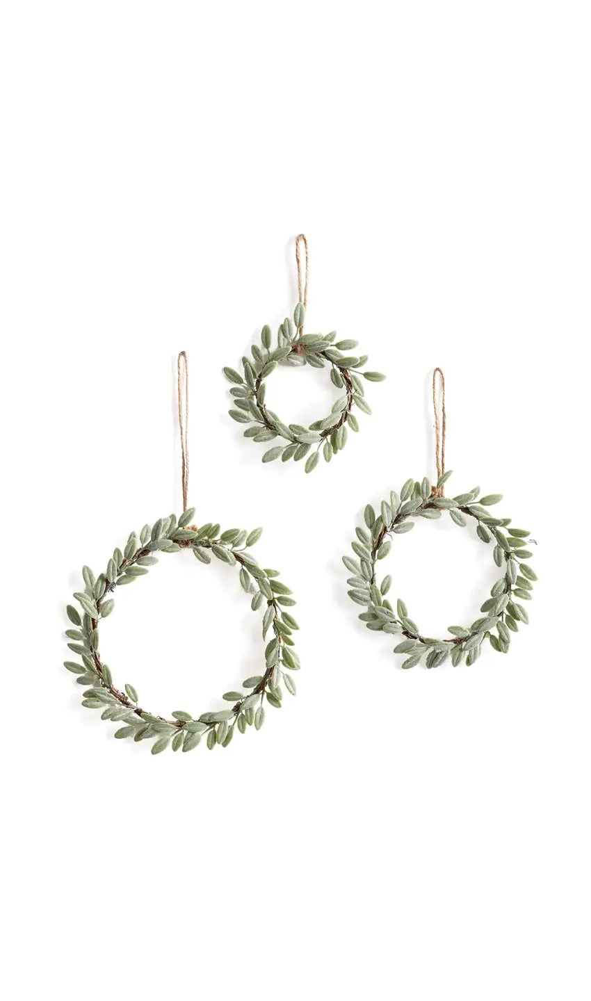 Lambs Ear Wreath Ornaments, Set Of 3